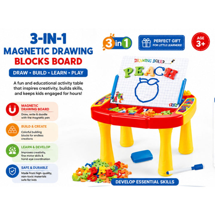 3-in-1 Magnetic Drawing Blocks Board