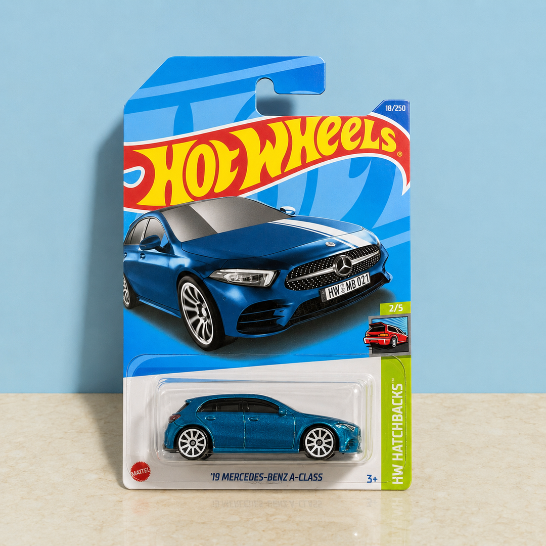 Hot Wheels Mercedes-Benz A-Class blue collectible toy car 1:64 scale