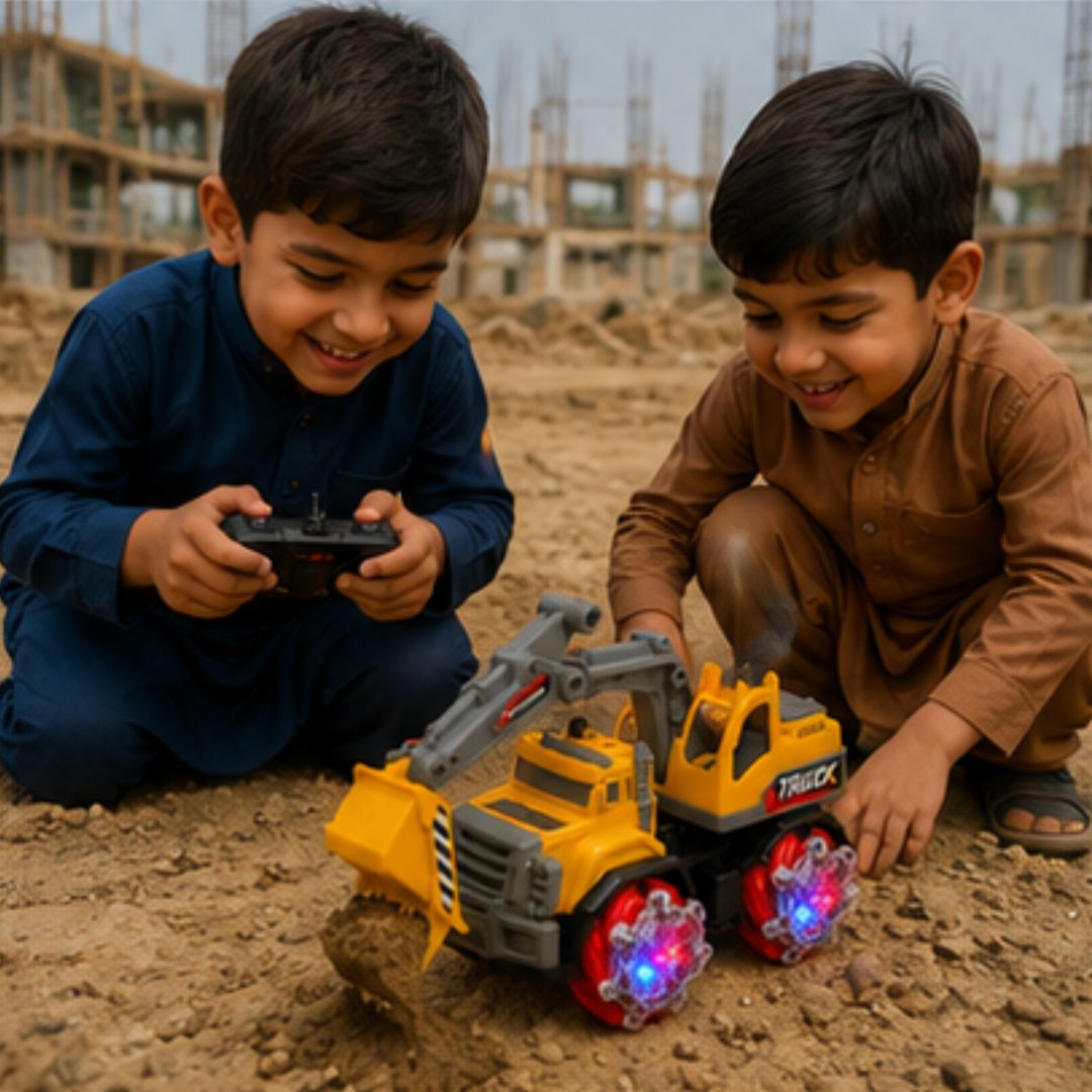 4WD RC Excavator Construction Truck Toy with LED Wheels