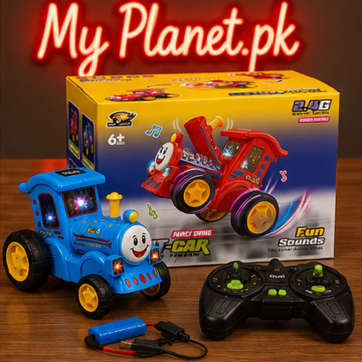2.4G RC Stunt Train Car with LED Lights, Music &amp; 360° Rotation