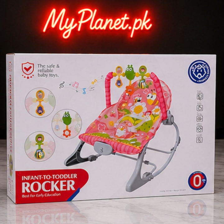 Huanger Infant to Toddler Baby Rocker Chair with Toy Bar (Pink)