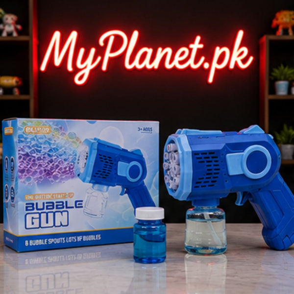 8-Hole Automatic Bubble Gun with LED Light Effects