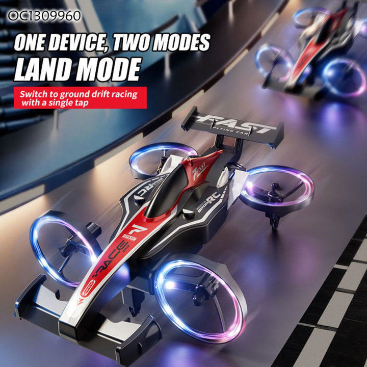 2-in-1 Flying Car &amp; Stunt Drone with Lights and 360 Flip Action