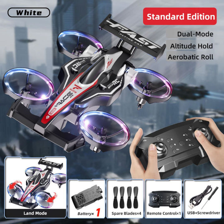 2-in-1 Flying Car &amp; Stunt Drone with Lights and 360 Flip Action