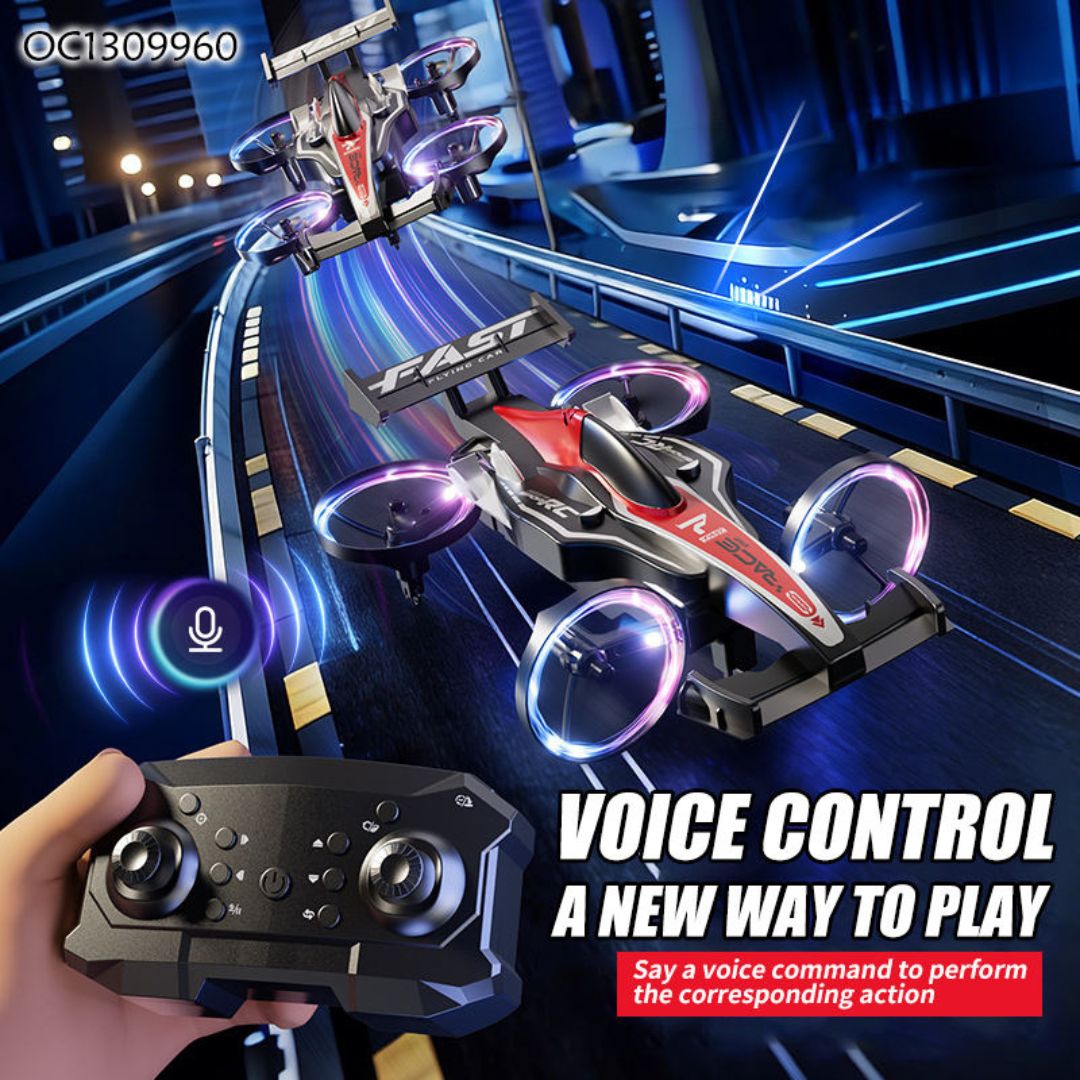 2-in-1 Flying Car &amp; Stunt Drone with Lights and 360 Flip Action
