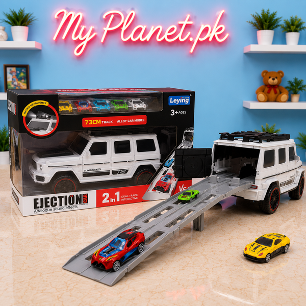 2-in-1 SUV Ejection Folding Car with 73CM Track & 4 Alloy Cars