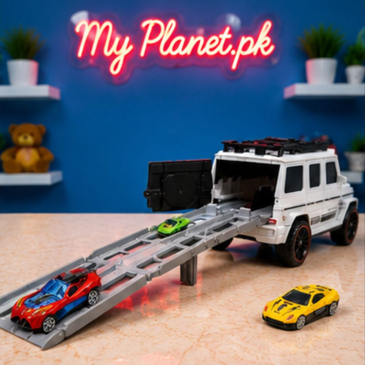 2-in-1 SUV Ejection Folding Car with 73CM Track &amp; 4 Alloy Cars