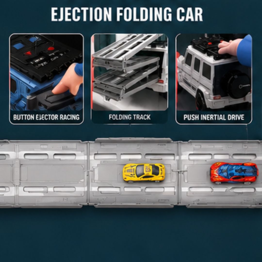 2-in-1 SUV Ejection Folding Car with 73CM Track &amp; 4 Alloy Cars