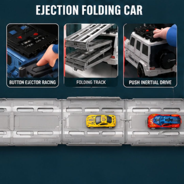 2-in-1 SUV Ejection Folding Car with 73CM Track &amp; 4 Alloy Cars