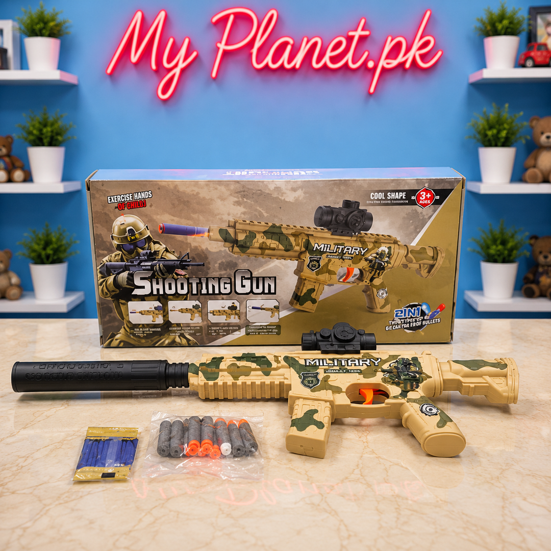 2-in-1 Soft Bullet &amp; Gel Ball Blaster Military Shooting Gun