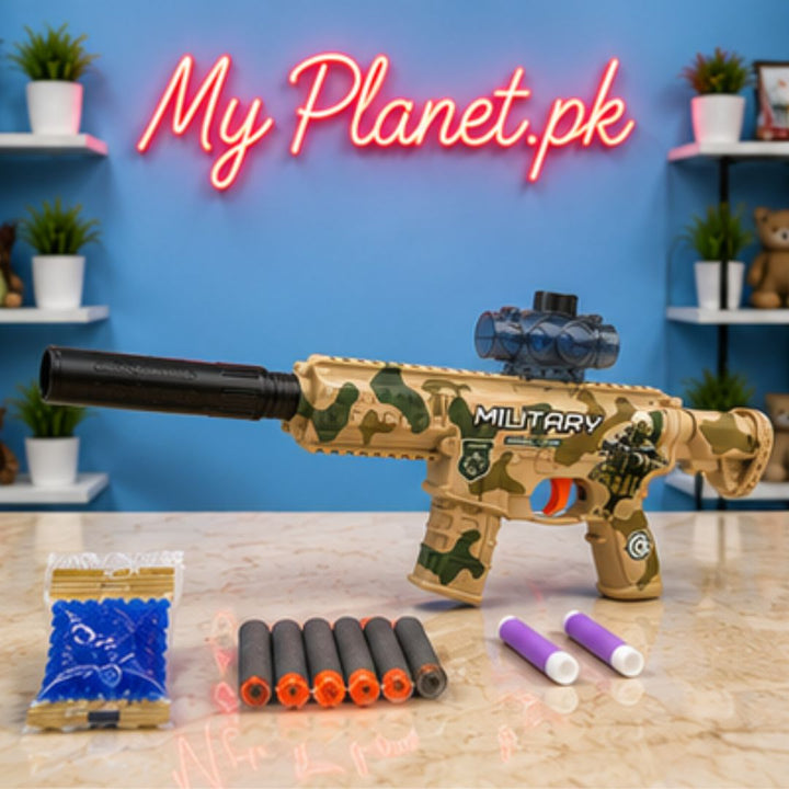 2-in-1 Soft Bullet &amp; Gel Ball Blaster Military Shooting Gun