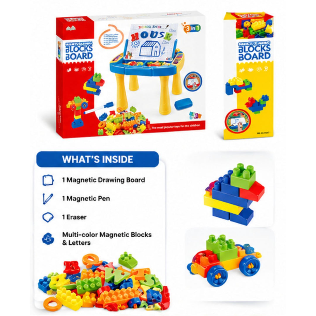 3-in-1 Magnetic Drawing Blocks Board