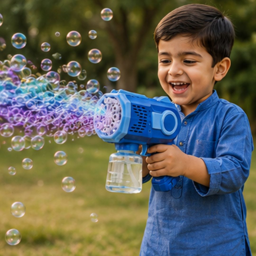 8-Hole Automatic Bubble Gun with LED Light Effects