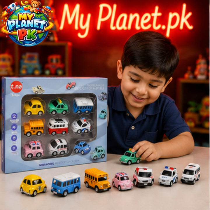 Cute Mini Die-Cast Friction Cars Set (8-Piece)