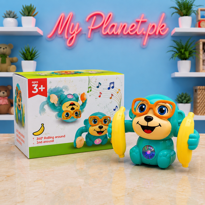 360° Rolling Monkey Toy with Lights &amp; Music