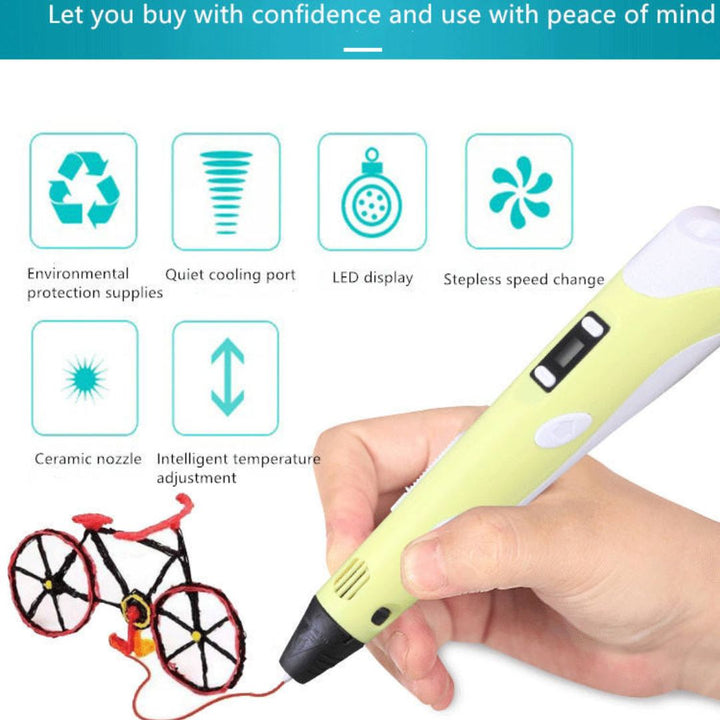 3D Printing Pen with LED Display &amp; Filament Kit