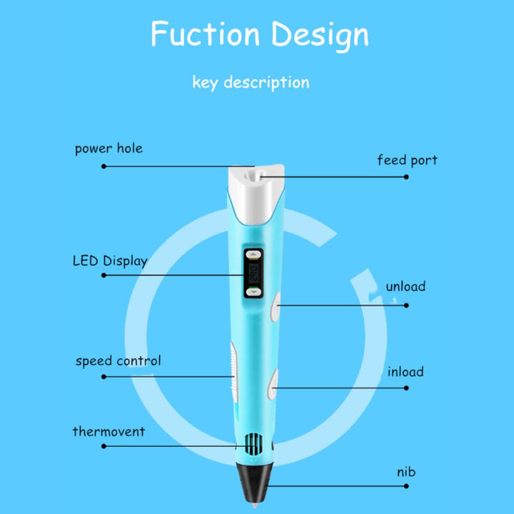 3D Printing Pen with LED Display &amp; Filament Kit