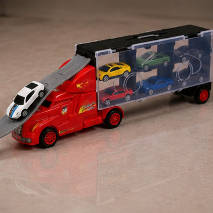 Car Transport Truck with 6 Die-Cast Toy Cars
