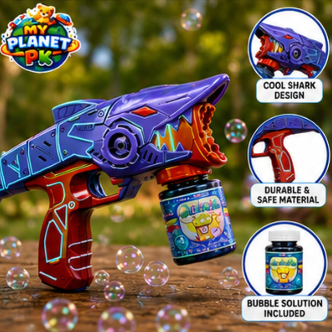 Mechanical Shark Automatic Bubble Gun with Lights