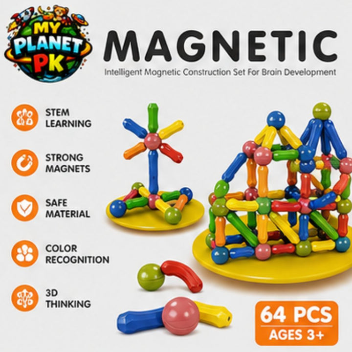 Magnetic Building Blocks Construction Set (64 PCS)