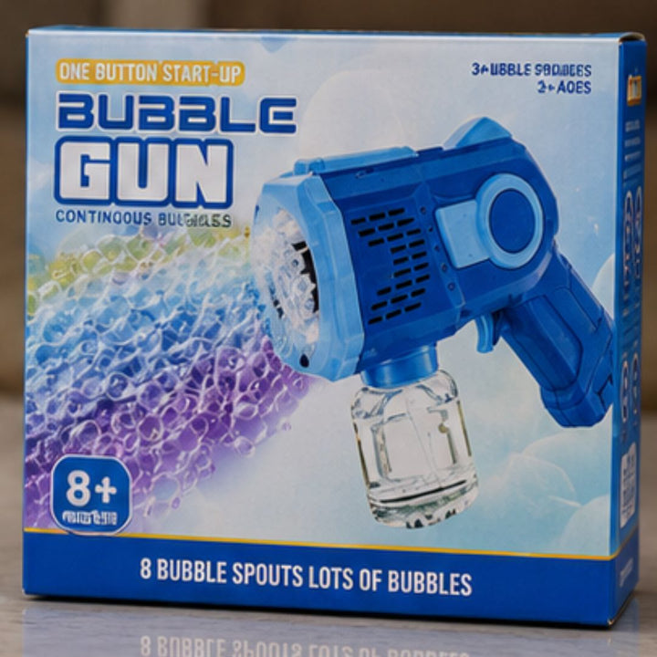 8-Hole Automatic Bubble Gun with LED Light Effects