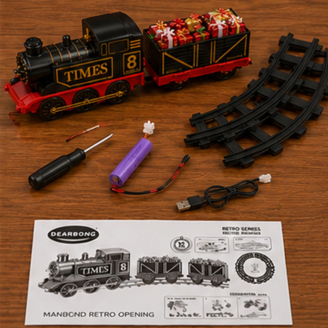 Retro Christmas Train Set with Circular Track