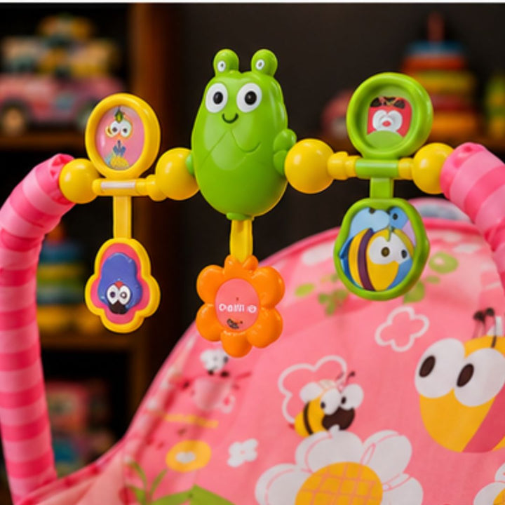 Huanger Infant to Toddler Baby Rocker Chair with Toy Bar (Pink)