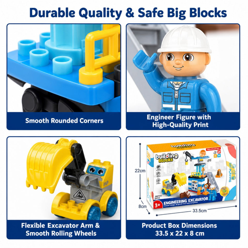 🚜 𝟲 𝗠𝗼𝗱𝗲𝗹𝘀 𝗕𝘂𝗶𝗹𝗱𝗶𝗻𝗴 𝗕𝗹𝗼𝗰𝗸𝘀 – 𝗘𝗻𝗴𝗶𝗻𝗲𝗲𝗿𝗶𝗻𝗴 𝗘𝘅𝗰𝗮𝘃𝗮𝘁𝗼𝗿 𝗦𝗲𝘁