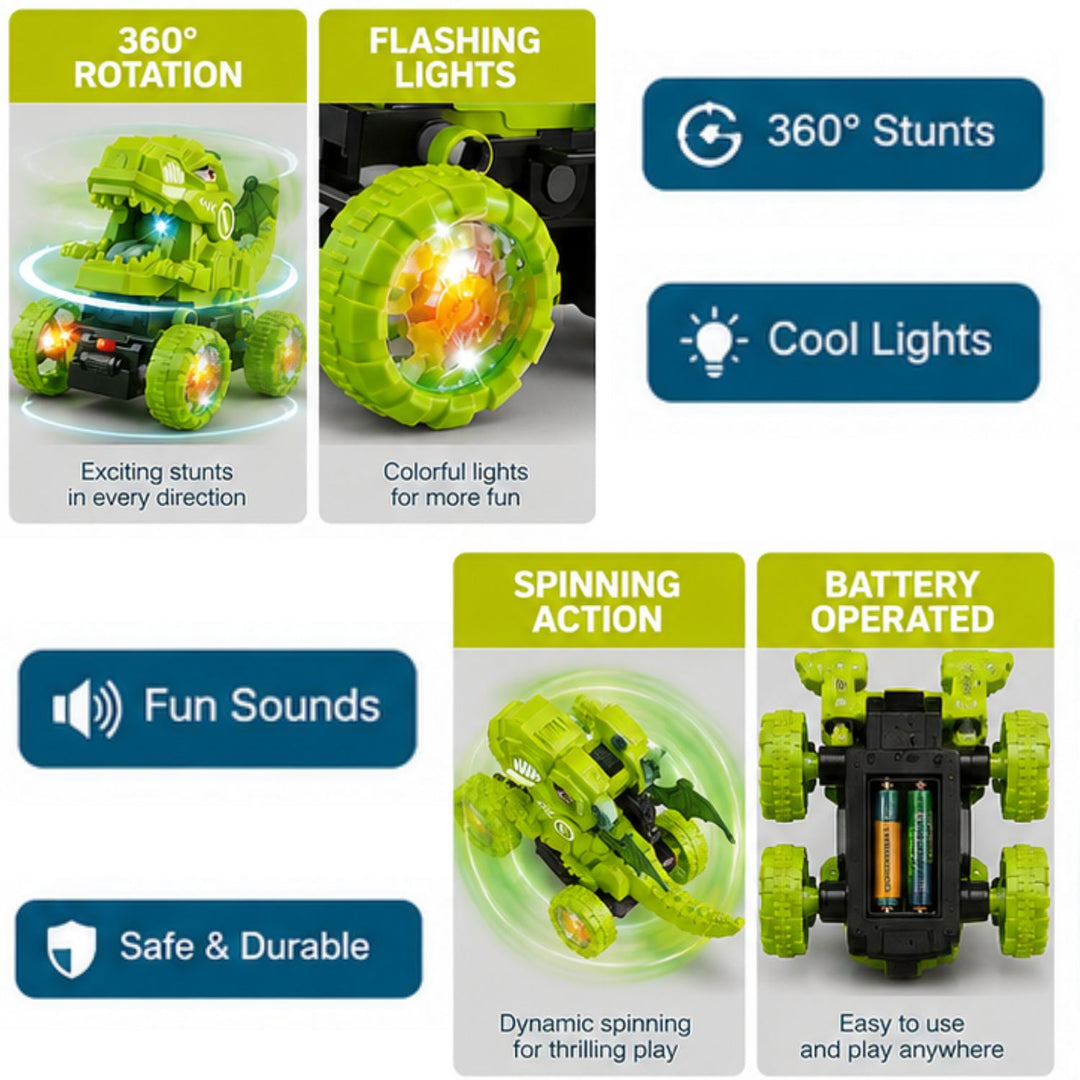 Electric Spinning Dinosaur Stunt 360° Rotate Toy
