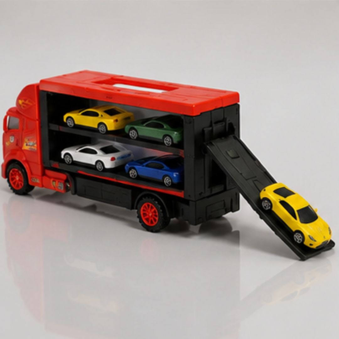 Car Transport Truck with 6 Die-Cast Toy Cars