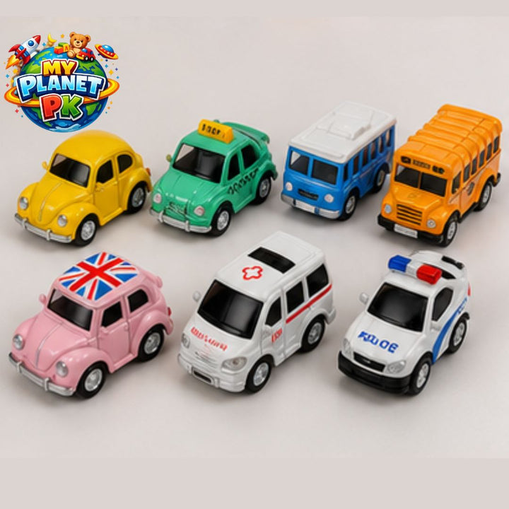 Cute Mini Die-Cast Friction Cars Set (8-Piece)
