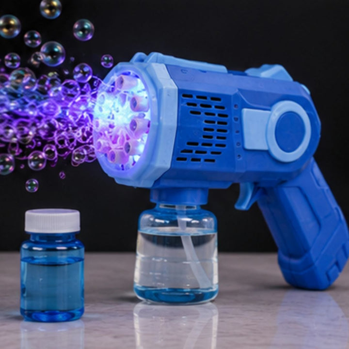 8-Hole Automatic Bubble Gun with LED Light Effects
