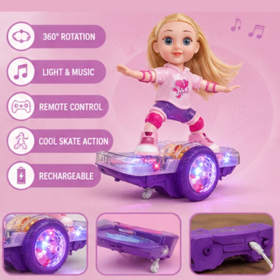 Remote Control Skate Doll with LED Lights &amp; Music