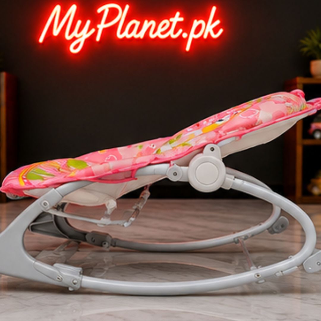Huanger Infant to Toddler Baby Rocker Chair with Toy Bar (Pink)