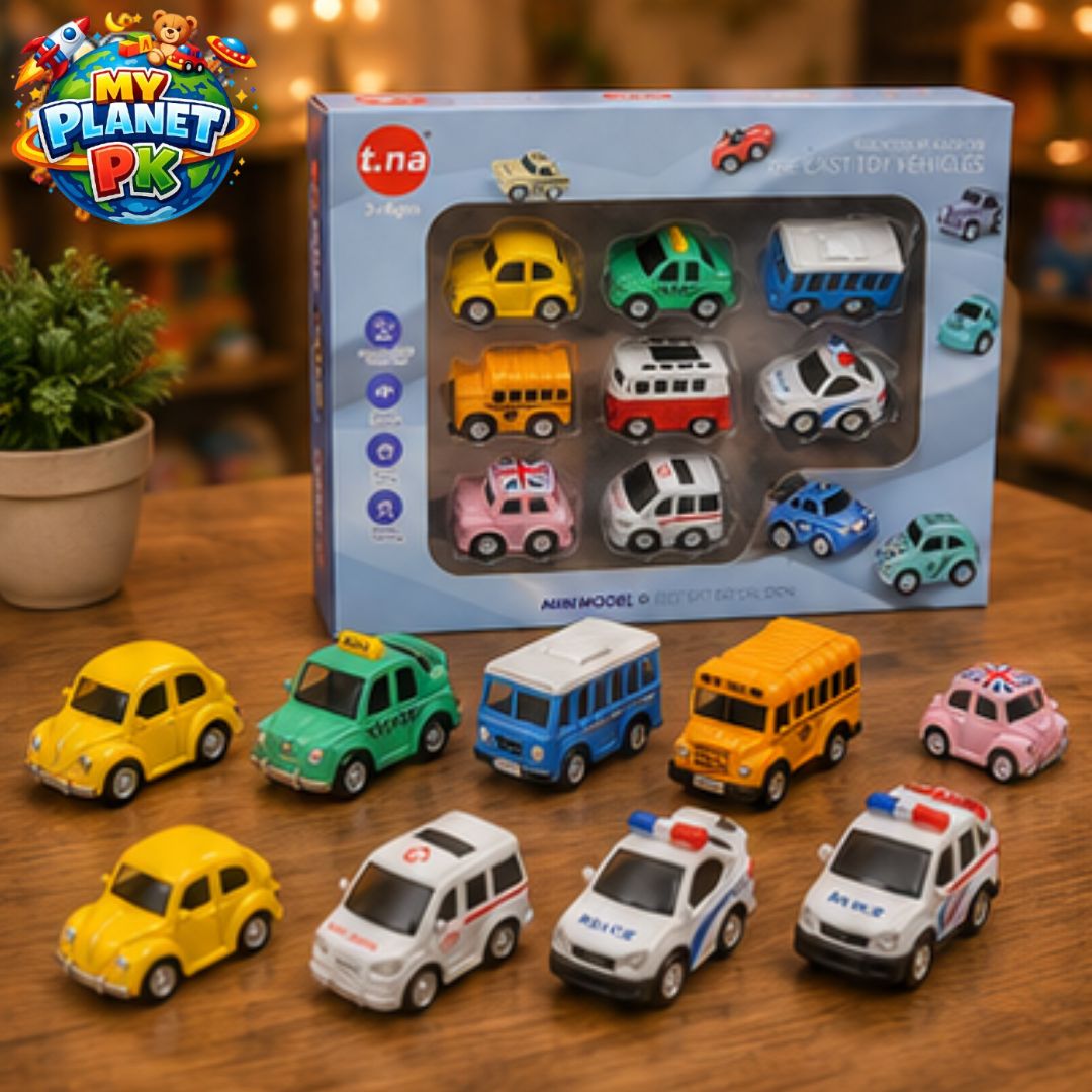 Cute Mini Die-Cast Friction Cars Set (8-Piece)