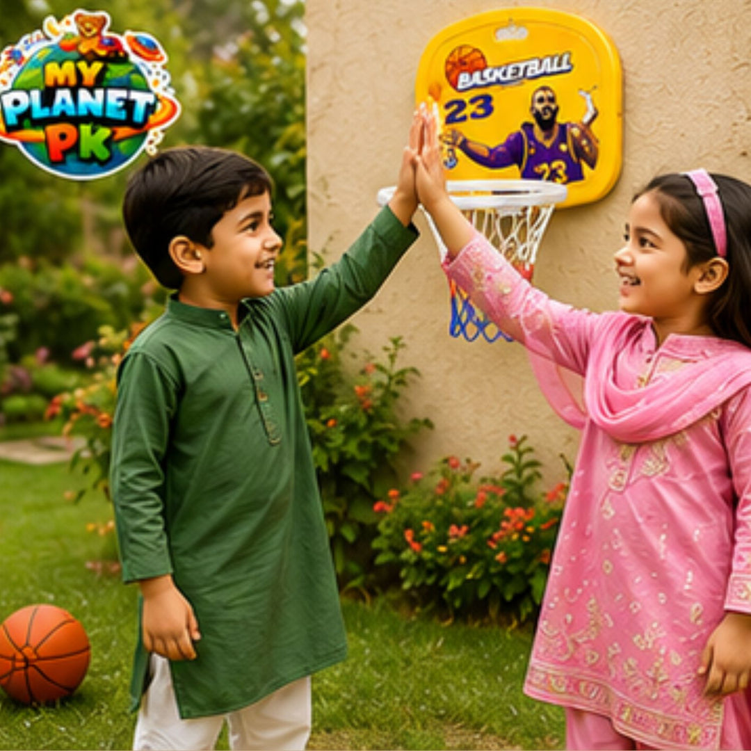 Wall Mounted Basketball Hoop Set for Kids