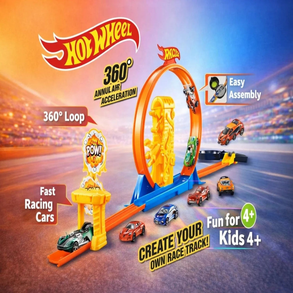 𝗛𝗼𝘁 𝗪𝗵𝗲𝗲𝗹𝘀 𝗥𝗮𝗰𝗶𝗻𝗴 𝗟𝗼𝗼𝗽 𝗧𝗿𝗮𝗰𝗸 𝗦𝗲𝘁 – 𝗛𝗶𝗴𝗵-𝗦𝗽𝗲𝗲𝗱 𝗦𝘁𝘂𝗻𝘁 & 𝗥𝗮𝗰𝗲 𝗖𝗮𝗿 𝗣𝗹𝗮𝘆𝘀𝗲𝘁 𝘄𝗶𝘁𝗵 𝗟𝗼𝗼𝗽 & 𝗟𝗮𝘂𝗻𝗰𝗵𝗲𝗿