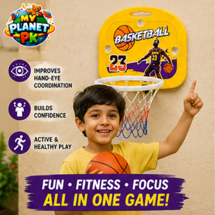 Wall Mounted Basketball Hoop Set for Kids