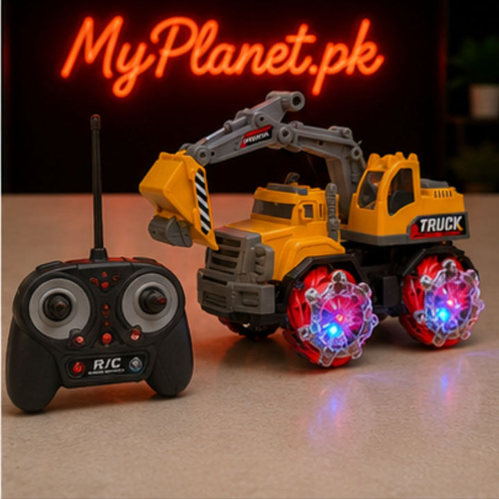 4WD RC Excavator Construction Truck Toy with LED Wheels