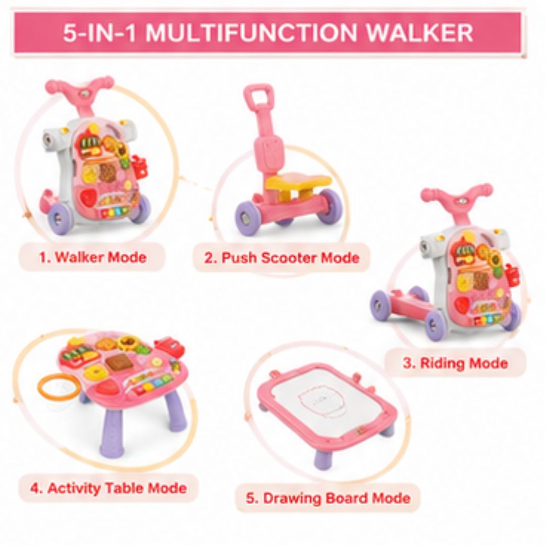 5-in-1 Multifunction Baby Walker &amp; Activity Table