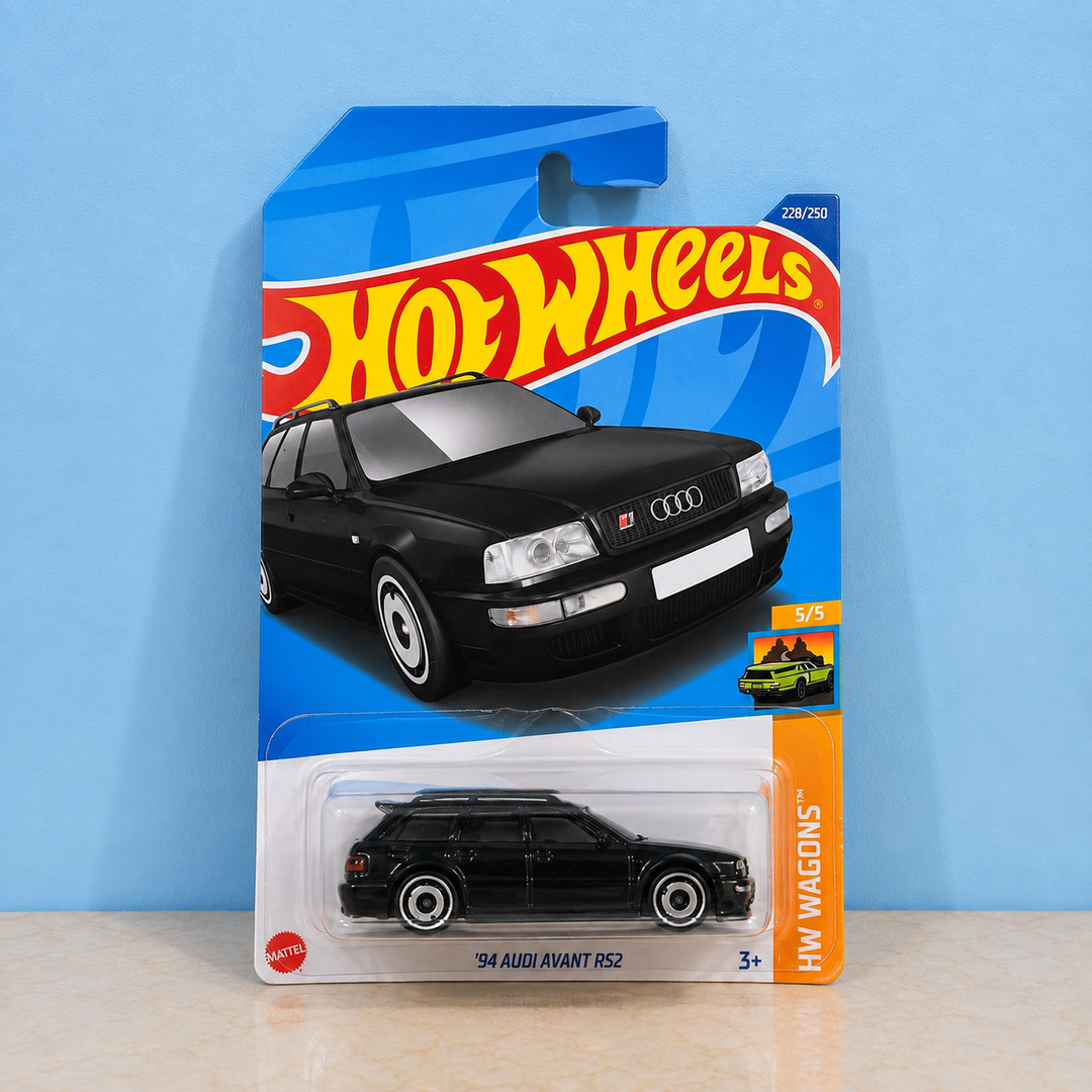Hot Wheels 94 Audi Avant RS2 1:64 scale die-cast car made in Malaysia