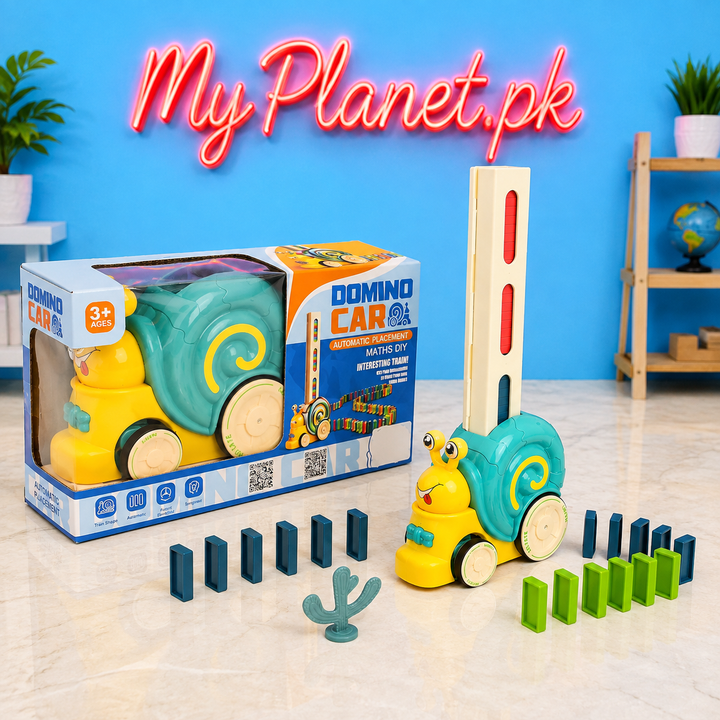 Automatic Domino Laying Snail Train Toy for Kids