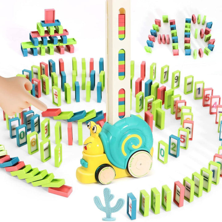 Automatic Domino Laying Snail Train Toy for Kids