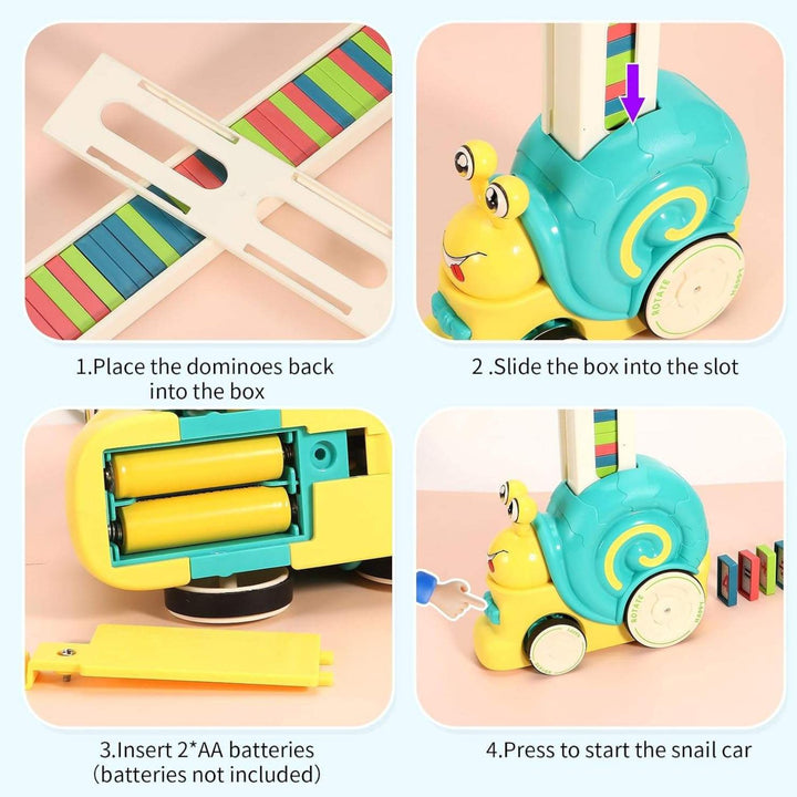 Automatic Domino Laying Snail Train Toy for Kids