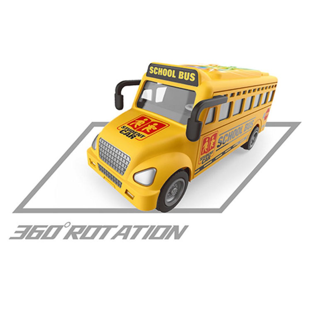 Bump &amp; Go School Bus with Lights &amp; 360° Rotation