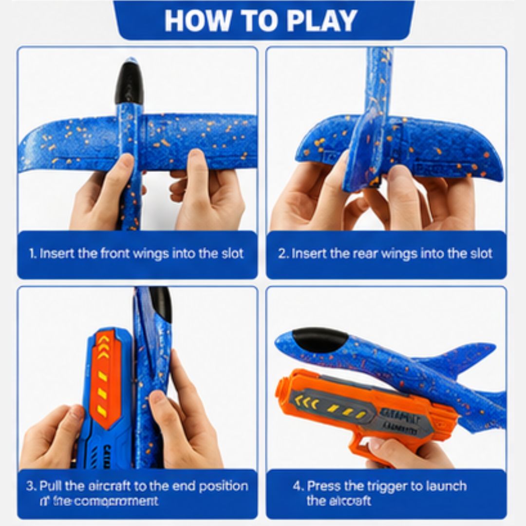 Catapult Gun Foam Aircraft Launcher Toy
