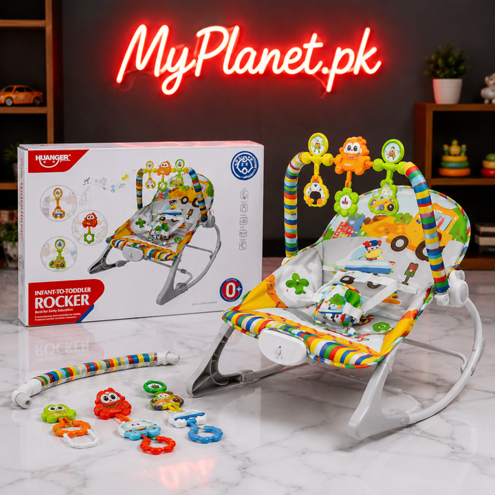 Huanger Infant to Toddler Baby Rocker Chair with Toy Bar