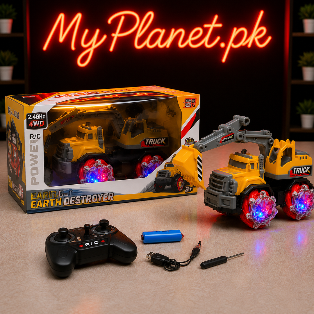 4WD RC Excavator Construction Truck Toy with LED Wheels