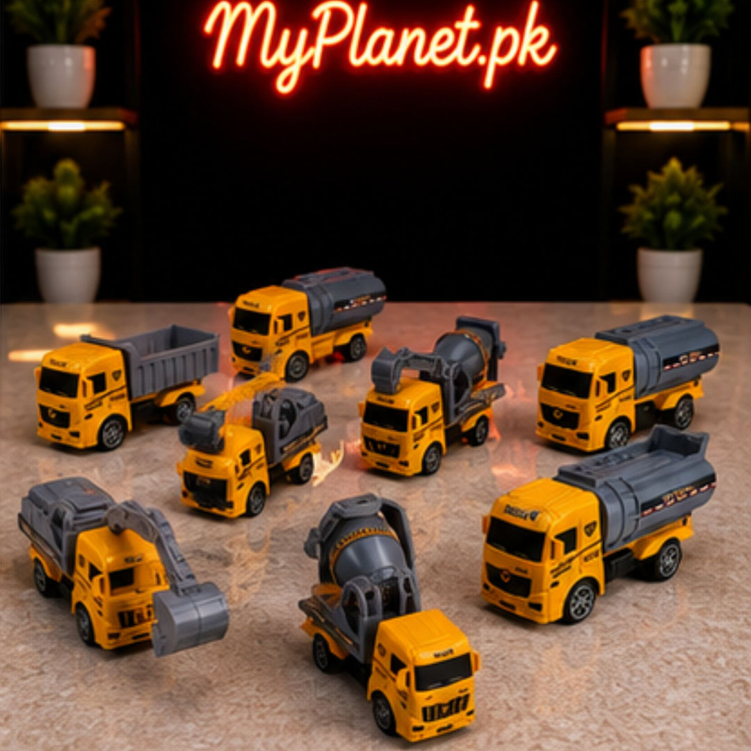 Construction Truck Series Pull-Back Vehicle Set (12 Pcs)