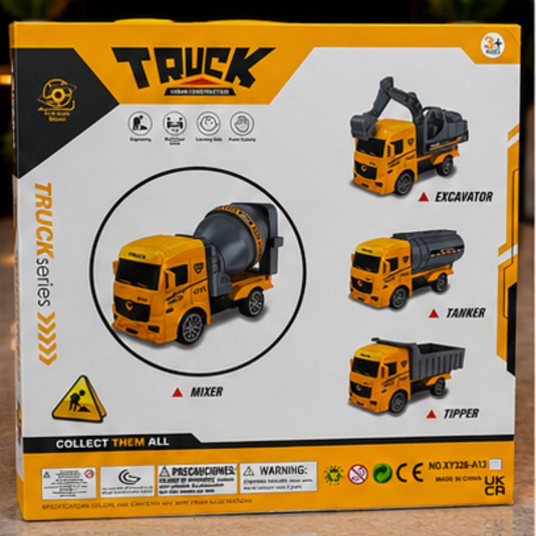 Construction Truck Series Pull-Back Vehicle Set (12 Pcs)